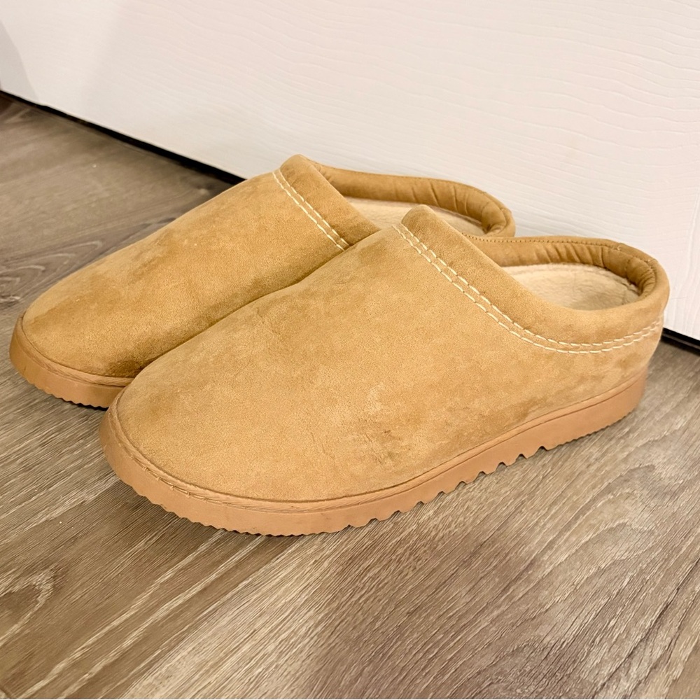 Tan Slip-On Suede Slippers